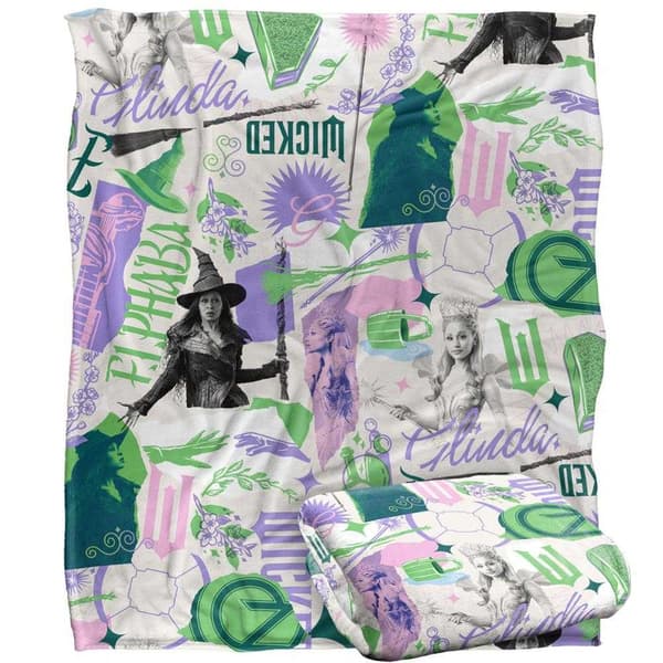 Wicked Elphaba and Glinda Scrapbook Soft Touch Blanket