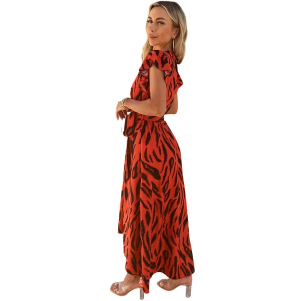 AX Paris Dam/Kvinnor Tigerprint Polyester Omlottklänning