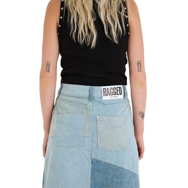 The Ragged Priest Dam/Dam Patchwork Denim Maxikjol