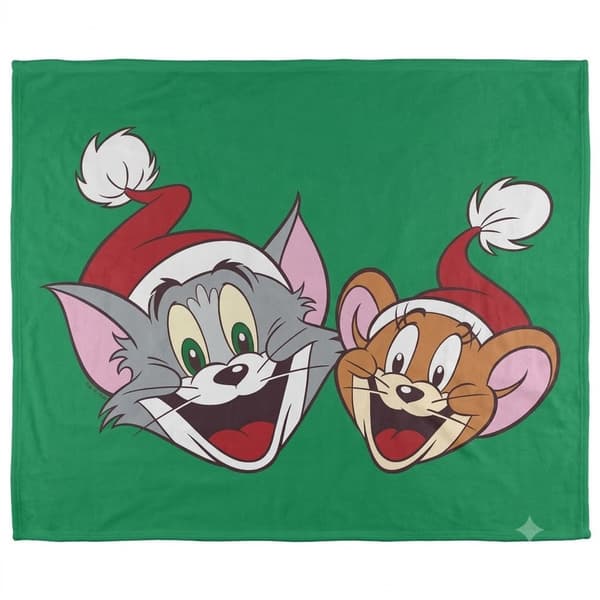 Tom and Jerry Santa Hat Blanket