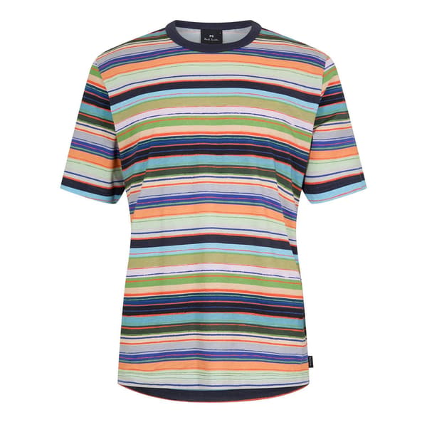 Paul Smith Mens Multi Stripe Cotton Regular T-Shirt