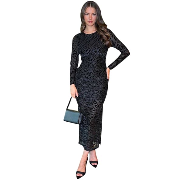 AX Paris Dam Zebra Print Sammet Midi Klänning
