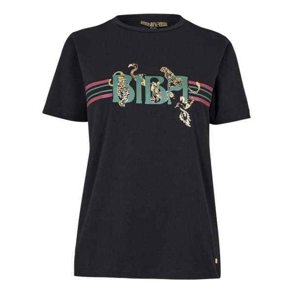Biba Dam Leopard Bomulls Logotyp T-shirt