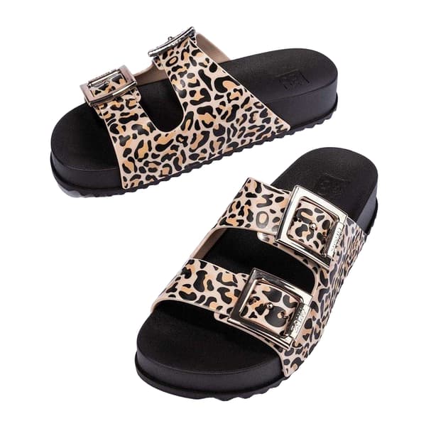 Zaxy Dam Leopardmönstrade Sliders med Dubbla Spännen