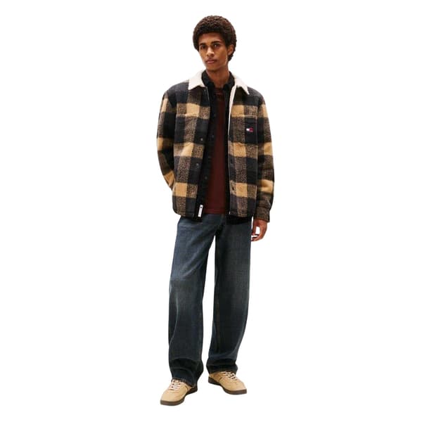 Tommy Jeans Herr Rutig Borg Regular Overshirt