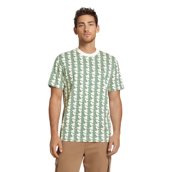 Lacoste Herr T-shirt med heltäckande tryck, normal passform