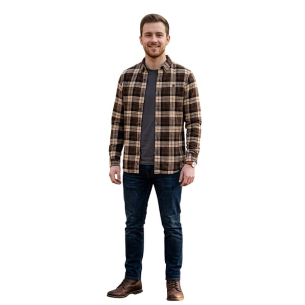 Timberland Mens Checked Casual Button-Down Shirt