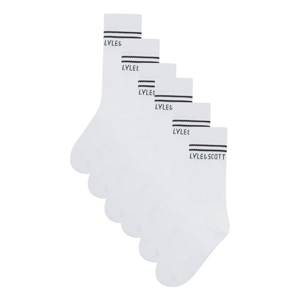 Lyle & Scott Barn/Kids Logo Crew Strumpor (6-pack)