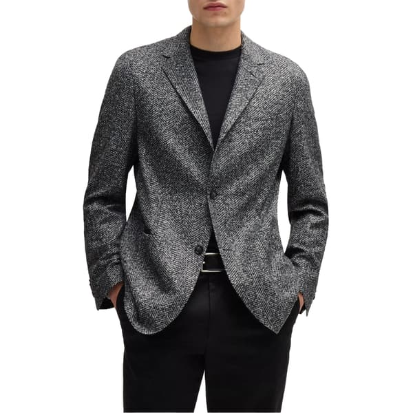 Boss Mens Herringbone Lapel Collar Blazer