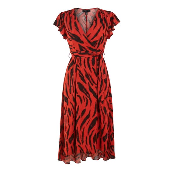 AX Paris Dam/Kvinnor Tigerprint Polyester Omlottklänning