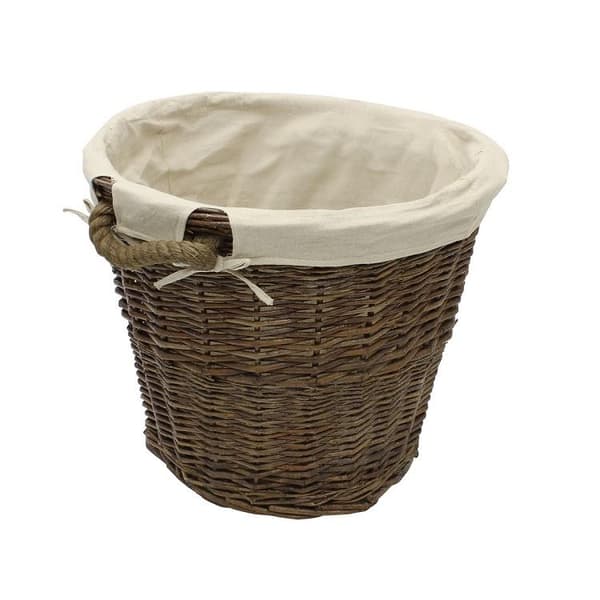Chunky Willow Round Log Basket with Liner & Rope Handle