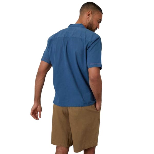 Threadbare Mens Embroidered Collared Short-Sleeved Bowling Shirt