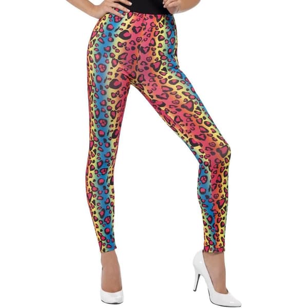 Smiffys Dam/Dam Neon Leopardmönstrade Leggings