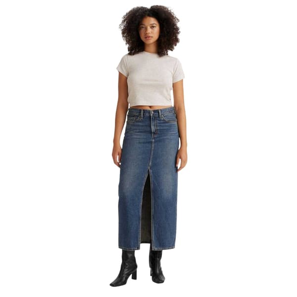 Levis Dam Denim Hög Midja Maxikjol
