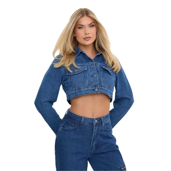 I Saw It First Croppad Boxy Jeansjacka för damer