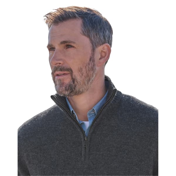 WoolOvers Mens Lambswool Zip Neck Jumper