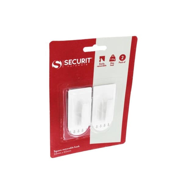 Securit Square Removable Hooks (Pack of 2)