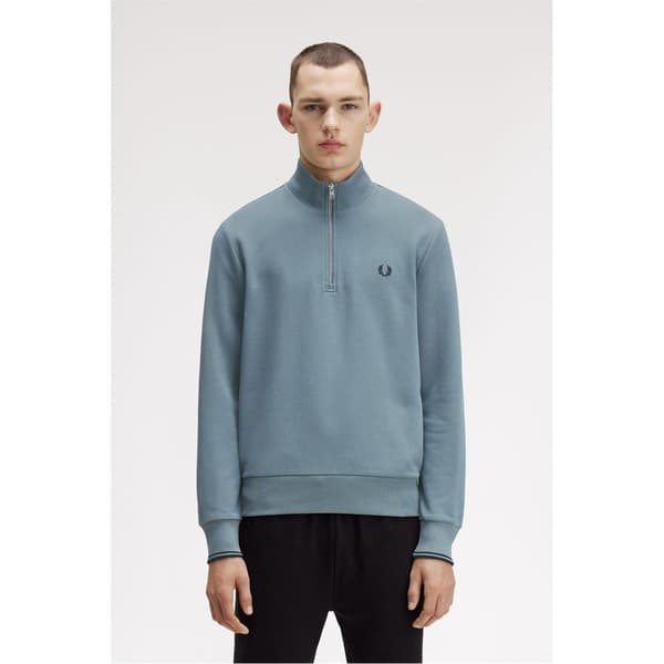 Fred Perry Mens Logo Half Zip Sweatshirt