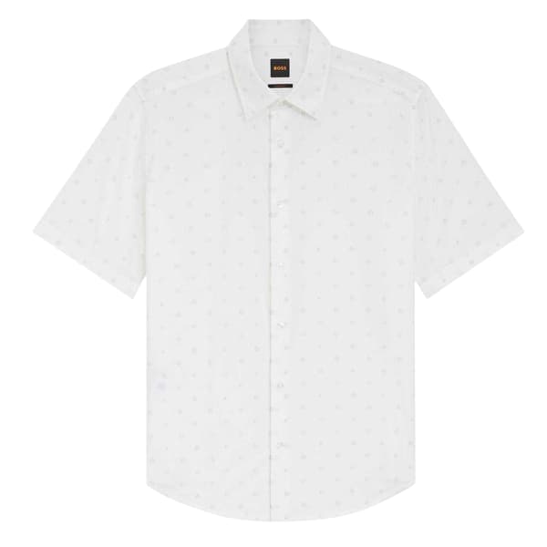 Boss Mens Microprint Regular Short-Sleeved Shirt