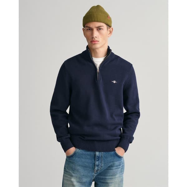 Gant Mens Micro Textured Half Zip Sweatshirt