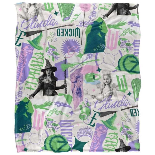 Wicked Elphaba and Glinda Scrapbook Soft Touch Blanket