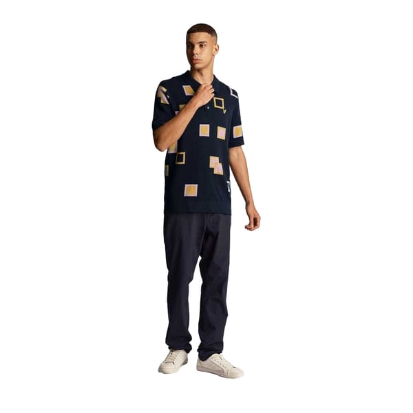 Lyle & Scott Herr Square Stickad Regular Pikétröja
