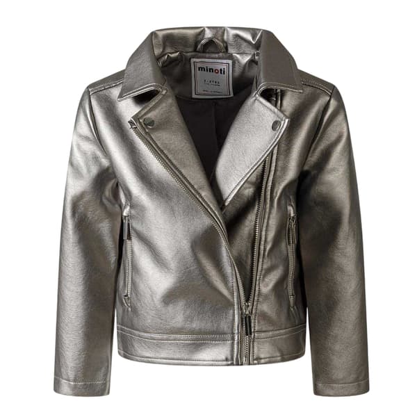 Minoti Girls Metallic Biker Jacket