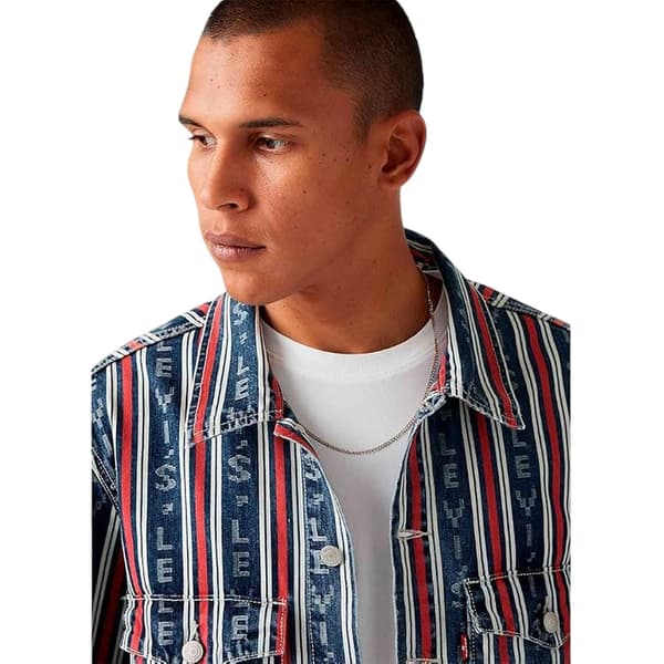 Levis Herr Vertikalrandig Denim Truckerjacka