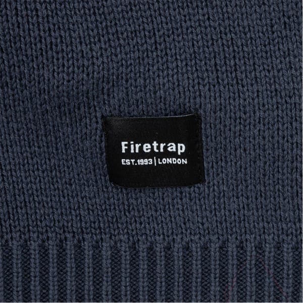 Firetrap Herr Stickad Bomullströja med Rund Hals
