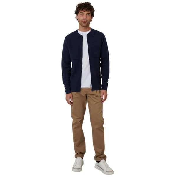 Threadbare Herr Stickad Kofta med Dragkedja Fram