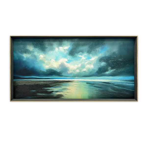 Jago Thomas Seashore Storm Clouds l Hand-Painted Framed Canvas Print