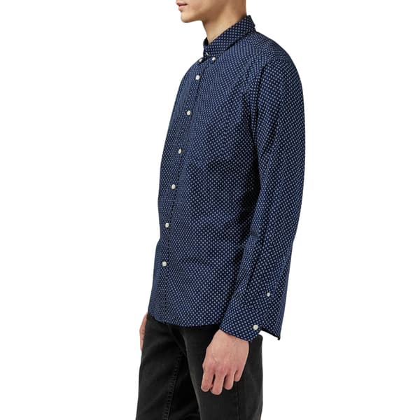 Fabric Mens Patterned Poplin Long-Sleeved Shirt