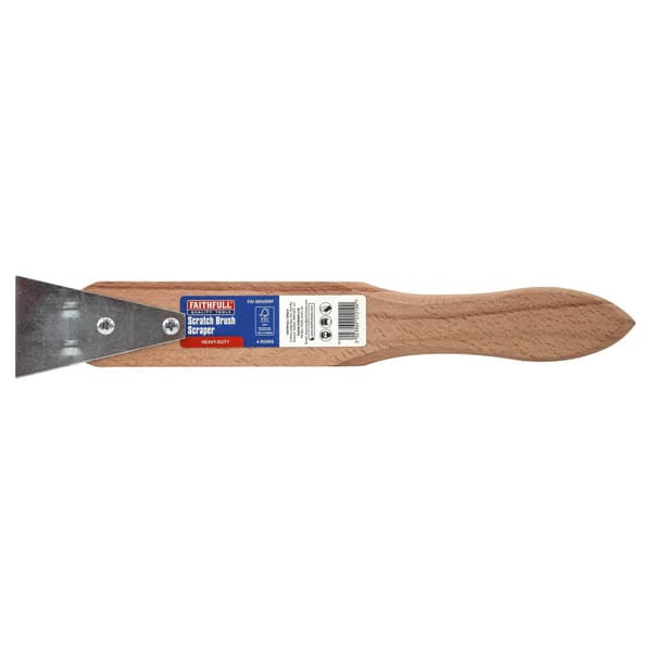 Faithfull Heavy-duty Scratch Brush With Scraper - 4 Row