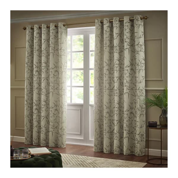 Paoletti Jacquard Bamboo Print Eyelet Curtains