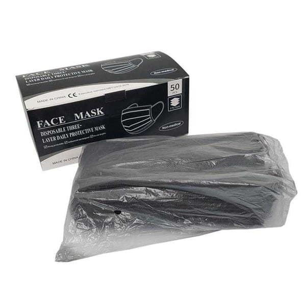 Engångsansiktsmask 3-lagers Svart 50-pack