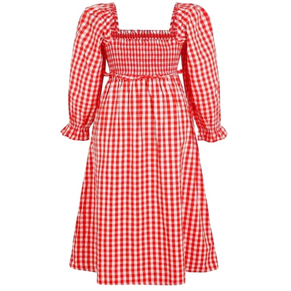 Miso Naisten Gingham Pitkähihainen Midimekko