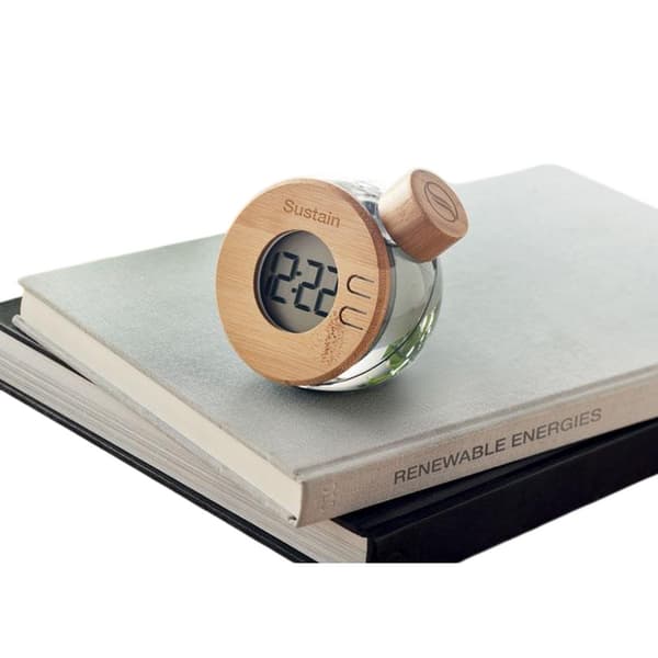 MidOcean Droppy Lux Bamboo Water Powered Clock