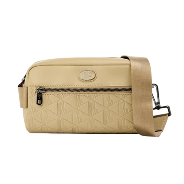 Lacoste Geometric Pattern Leather Crossbody Bag
