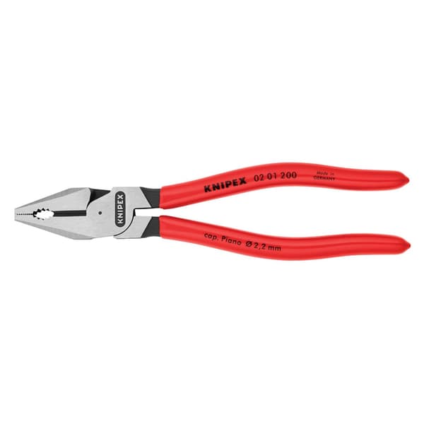 Knipex 02 01 Series High Leverage Combination Pliers, Plastic Coated Grip