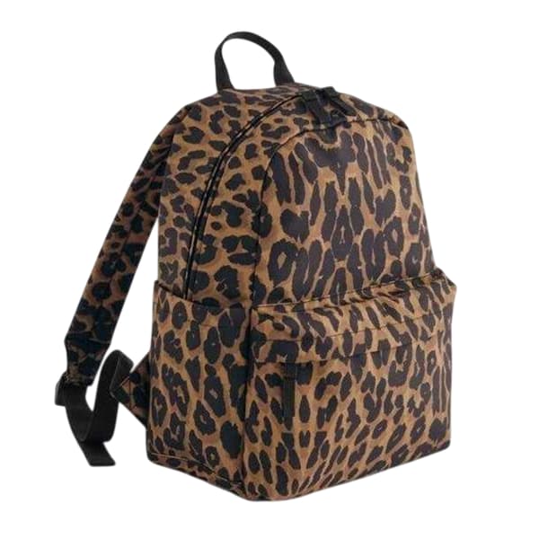 Bagbase Miniryggsäck i återvunnen polyester med leopardmönster