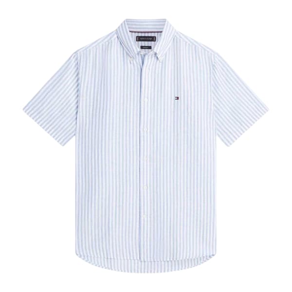 Tommy Hilfiger Miesten Pystyraidallinen Pellavasekoitepaita