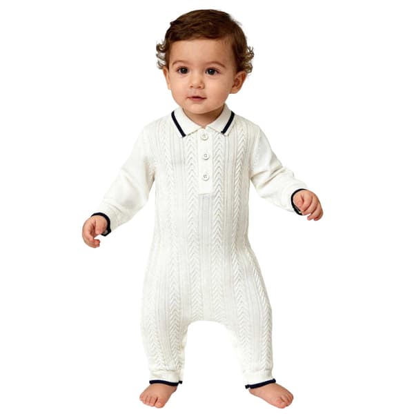 Pretty Green Baby Cable Knit Collared Romper