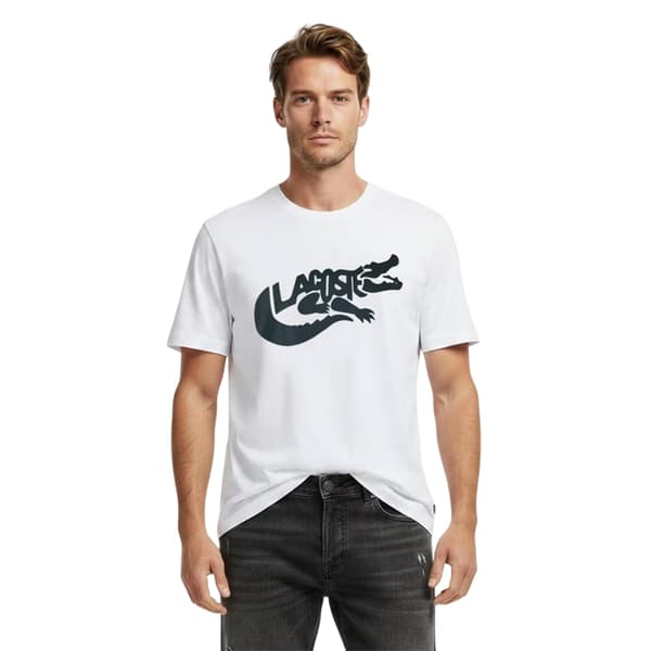 Lacoste Herr Croc Script Graphic Logo Klassisk T-shirt