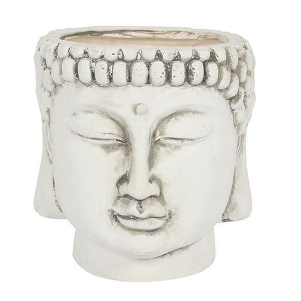 Something Different White Terracotta Buddha Head Planter