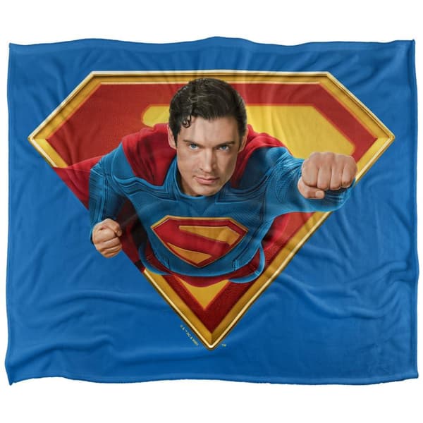 Superman Flying Over Shield Blanket