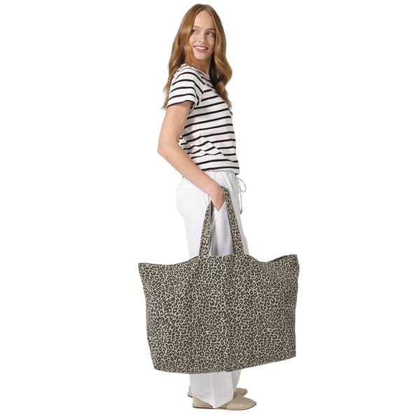 Westford Mill Leopard Print Canvas Oversized 35L Tote Bag