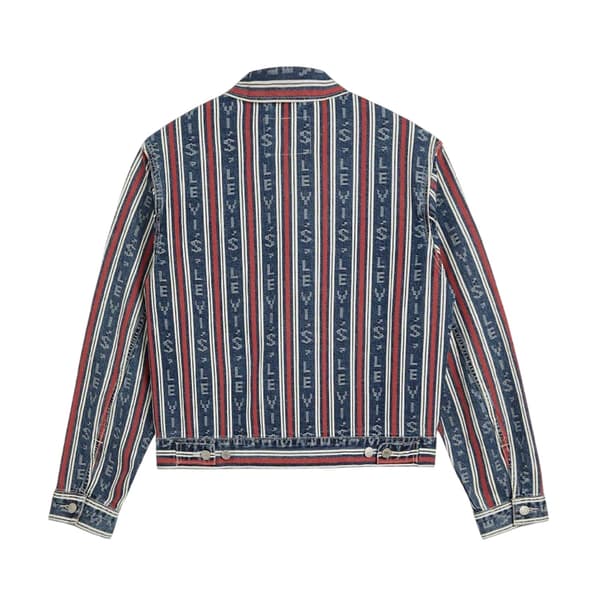 Levis Herr Vertikalrandig Denim Truckerjacka