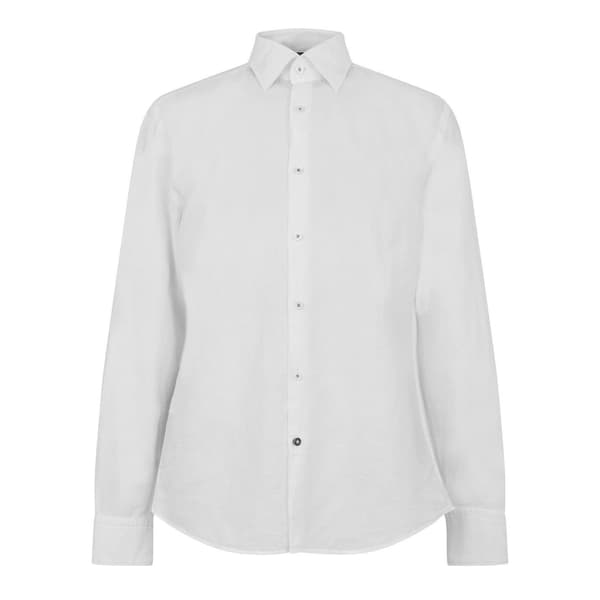 Boss Mens Plain Collared Long-Sleeved Shirt