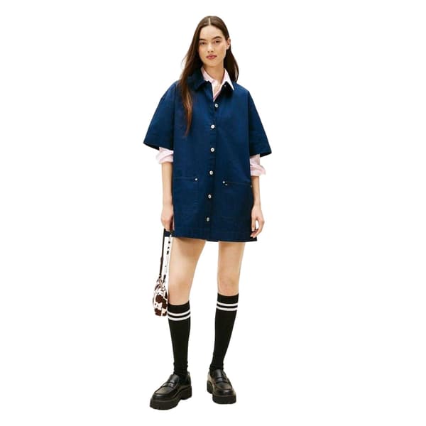Tommy Jeans Dam Boxy Miniskjortklänning