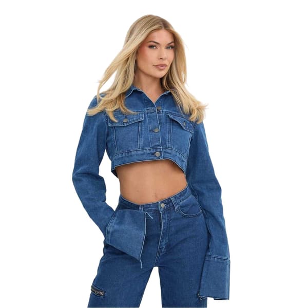 I Saw It First Croppad Boxy Jeansjacka för damer